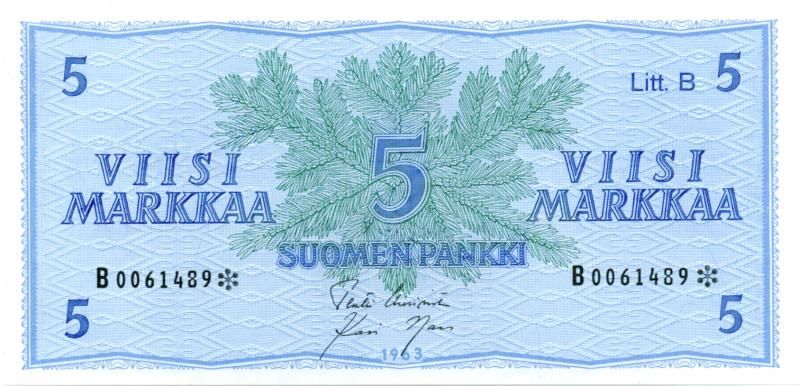 5 Markkaa 1963 Litt.B B0061489*